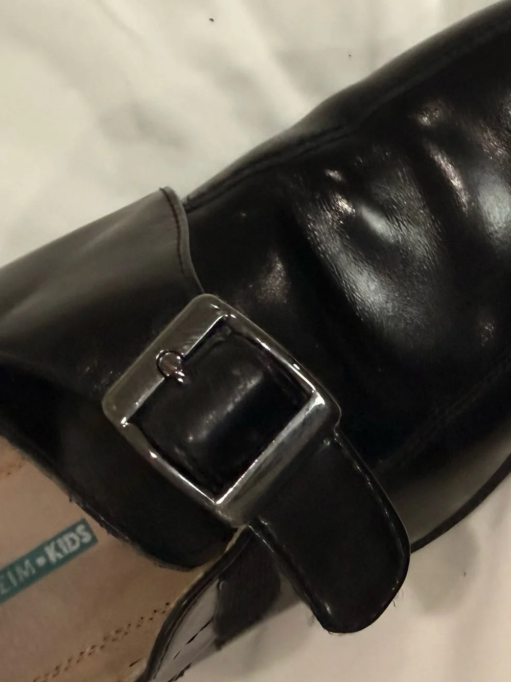 Florsheim Black Leather Boys Slip-On Loafers with Buckle